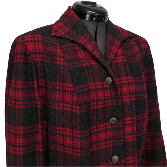 Pendleton Jackets & Blazers - VTG Pendleton Traveller Buffalo Plaid Virgin Wool Shirt Jacket S/M True '50s VTG